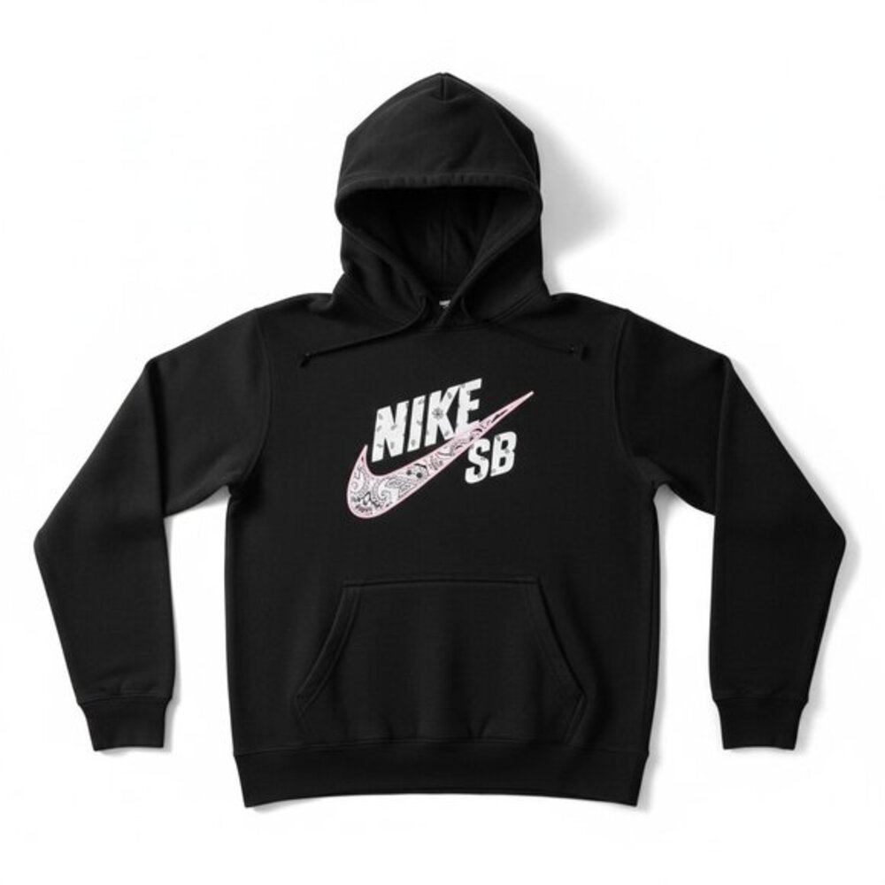 Nike SB Travis Scott Paisley Swoosh Hoodie Black Pink XS Pullover Unisex Graphic